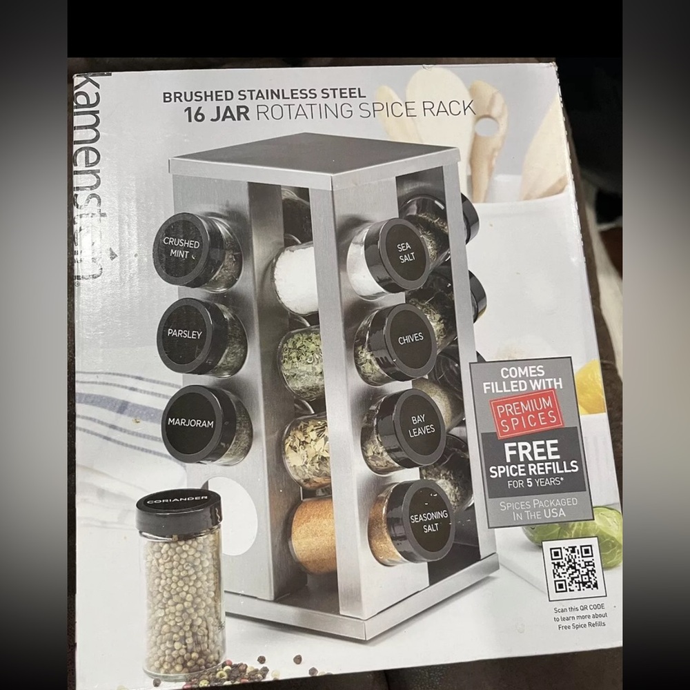 Kamenstein 16 Jar Revolving Stainless Steel Spice Rack New Unopened Box
